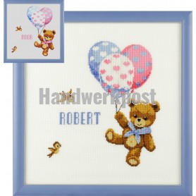 stickpackung geburt robert/noor (incl. blauw/rose garn)