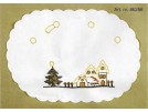 kreuz/stielstichdeckchen dorp in kerstsfeer, wit