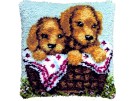 knüpfkissen golden retriever pups in mand (excl. knüpfhaken)
