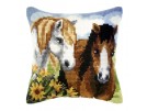 kreuzstichkissen paarden met bloemen