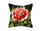 kreuzstichkissen rode roos op zwart