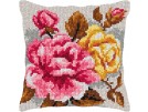 kreuzstichkissen pioenrozen op grijs