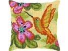 kreuzstichkissen kolibri met bloemen