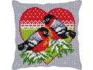 kreuzstichkissen roodborstjes in winterhart