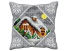 kreuzstichkissen huis in wintersfeer