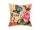 kreuzstichkissen roos met vlinder