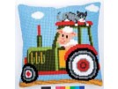 kreuzstichkissen bauernhof, tractor