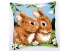 kreuzstichkissen konijnen in lentesfeer