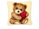 knüpfkissen teddybeer met hart