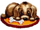 knüpfdecke hond met bot
