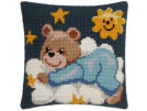 kreuzstichkissen teddybeer blauw
