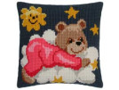 kreuzstichkissen teddybeer rose