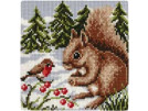 kreuzstichkissen eekhoorn in wintersfeer