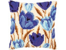 kreuzstichkissen blauwe tulpen