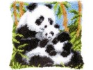 knüpfkissen panda met jong