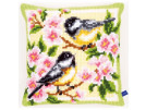 kreuzstichkissen koolmeesjes met bloesem