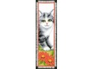 stickpackung lesezeichen, poes/grijs met bloemen