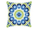kreuzstichkissen blauw/groen rozet