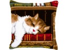 kreuzstichkissen poes in de boekenkast