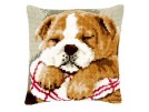 kreuzstichkissen slapende bulldog