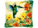 knüpfkissen kolibrie met bloemen