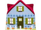 kreuzstichkissen huis blauw (incl. kissenrücken)
