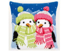 kreuzstichkissen pinguins in wintersfeer