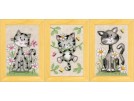 stickpackung poezen met bloemen drieluik