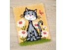 knüpfdecke poes met bloemen