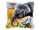 knüpfkissen olifant met jong