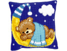 kreuzstichkissen kleine beer, blauw
