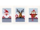 stickpackung weihnachtskarte (3 st.) kerstman, kerstuiltje en rendier