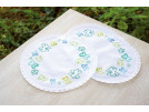 stielstichdeckchen (3 st.) blauw/groene vlinders, wit