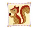 kreuzstichkissen in het bos, eekhoorn met eikel