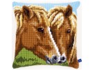 kreuzstichkissen bruine paarden