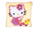 knüpfkissen hello kitty, kitty met eendje