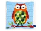 spannstichkissen slapende uil op tak