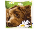 kreuzstichkissen bruine labrador