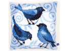 kreuzstichkissen blauwe vogels