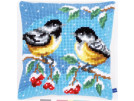kreuzstichkissen koolmeesjes in wintersfeer