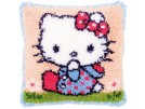 knüpfkissen hello kitty, in het gras