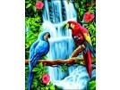 stramin papegaaien bij waterval