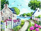 stramin + garnpaket, zomerlandschap