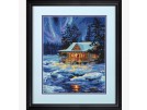 halber kreuzstichpackung chalet in wintersfeer