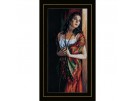 stickpackung dame turend door raam