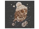 stickpackung uiltje in wintersfeer op zwart