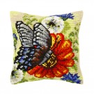 kreuzstichkissen vlinder met gerbera