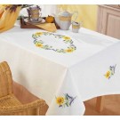 kreuzstichdecke zonnebloemen, wit