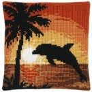 kreuzstichkissen dolfijn bij zonsondergang
