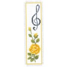 stickpackung lesezeichen, gele roos met muzieknoot